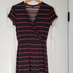 Banana Republic Black & Watermelon Striped Dress